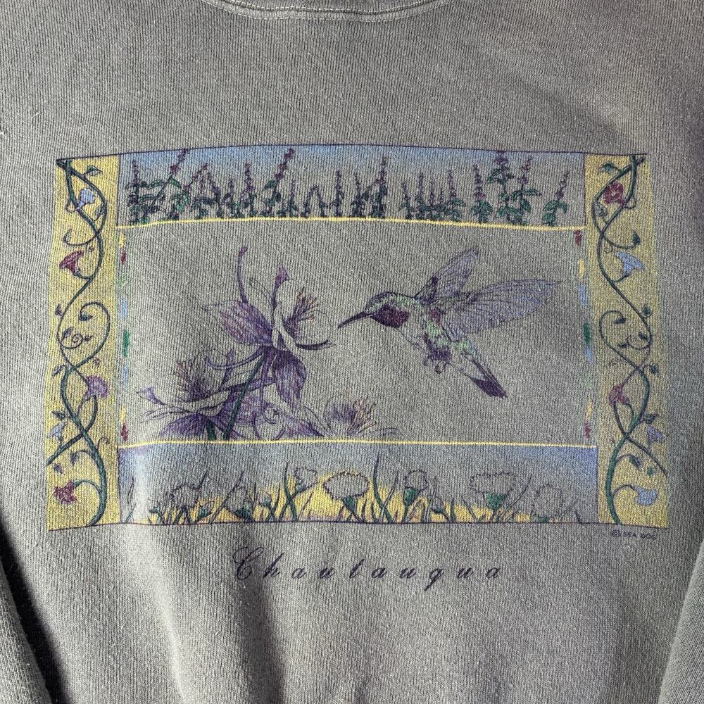 Vintage HL Miller Gold Crew Neck Sweatshirt Chautauqua Graphic 90s Large USA